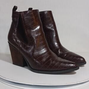 Soul Naturalizer Micah Brown Croc Print Vegan Booties sz 9.5W